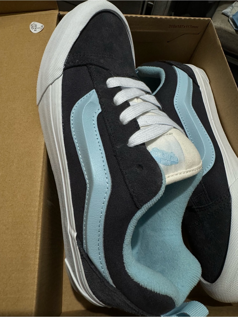 Vans Kids size 7 grey and Light Blue knu skool sneakers